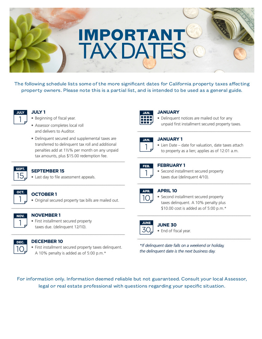 Important Tax Dates  Buyers